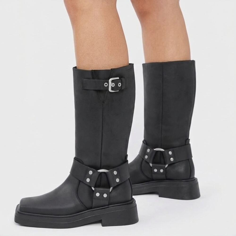 Vagabond Eyra Leather Moto Boot in Off Black Size 40 US 10 NEW - Picture 2 of 14